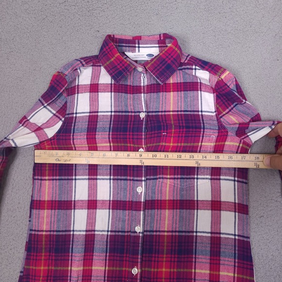 Old Navy Classic Shirt Womens XS Purple Plaid Flannel Button‎ Up Ivan The Grape - Picture 6 of 13